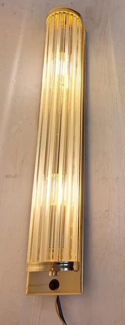 Best Pamono German Flat Wall Lamp with Gold-Plated Metal and Glass Rods Shade, 1980s