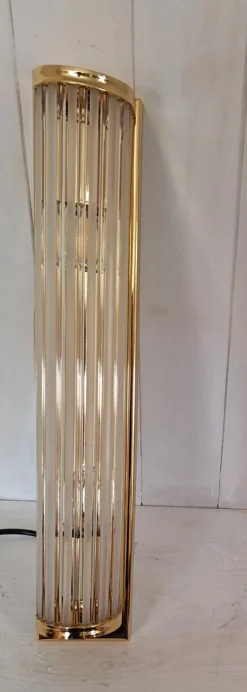 Best Pamono German Flat Wall Lamp with Gold-Plated Metal and Glass Rods Shade, 1980s