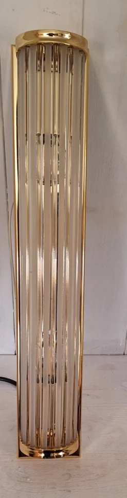 Best Pamono German Flat Wall Lamp with Gold-Plated Metal and Glass Rods Shade, 1980s