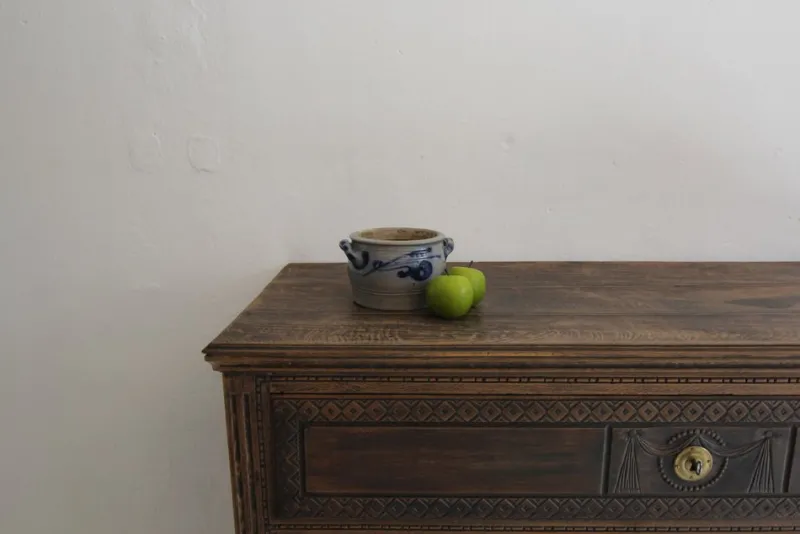 Pamono German Folk Art Grey and Cobalt Blue Stoneware Jar, 1890s> Bottles, Carafes & Jugs