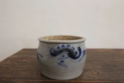 Pamono German Folk Art Grey and Cobalt Blue Stoneware Jar, 1890s><noscript><img width=