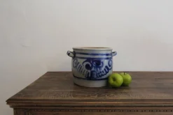 Pamono German Folk Art Grey and Cobalt Blue Stoneware Jar, 1890s><noscript><img width=