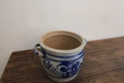 Pamono German Folk Art Grey and Cobalt Blue Stoneware Jar, 1890s><noscript><img width=