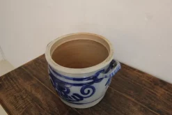 Pamono German Folk Art Grey and Cobalt Blue Stoneware Jar, 1890s><noscript><img width=