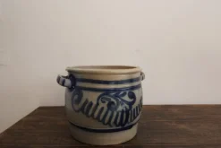 Pamono German Folk Art Grey and Cobalt Blue Stoneware Jar, 1890s><noscript><img width=