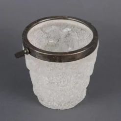Sale Pamono German Frosted Glass and Silver Plated Ice Bucket from WMF, 1930s