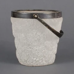 Sale Pamono German Frosted Glass and Silver Plated Ice Bucket from WMF, 1930s