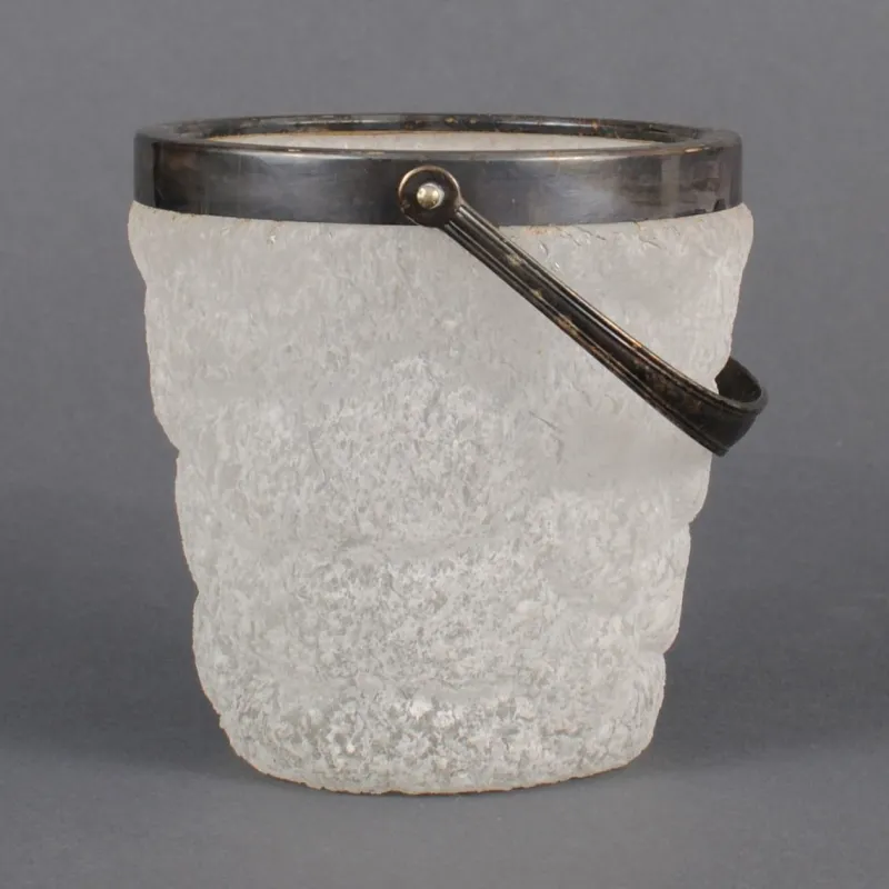 Sale Pamono German Frosted Glass and Silver Plated Ice Bucket from WMF, 1930s
