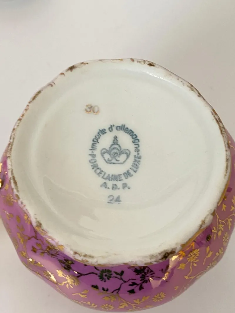 Discount Pamono German Pink and Color Porcelain Coffee Tea Service, Germany, 1950s