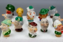 Pamono German Porcelain and Cork Bottle Stoppers, 1930s, Set of 13><noscript><img width=