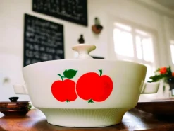 Pamono German Red Apple Print Porcelain Soup from Colditz GDR, 1990s> Serving Dishes