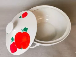 Pamono German Red Apple Print Porcelain Soup from Colditz GDR, 1990s><noscript><img width=