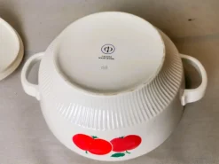 Pamono German Red Apple Print Porcelain Soup from Colditz GDR, 1990s><noscript><img width=