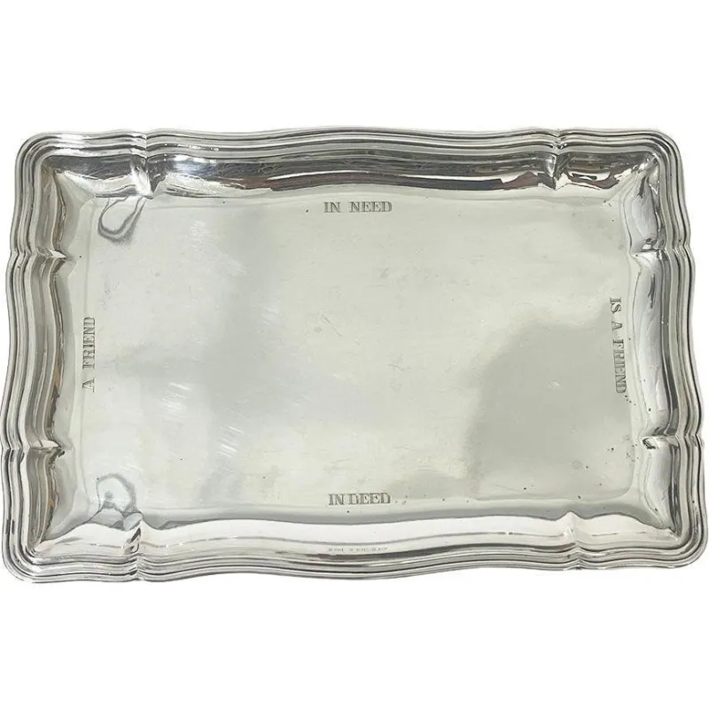 Pamono German Silver Salver with Text> Trays