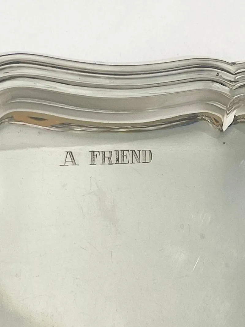 Pamono German Silver Salver with Text> Trays