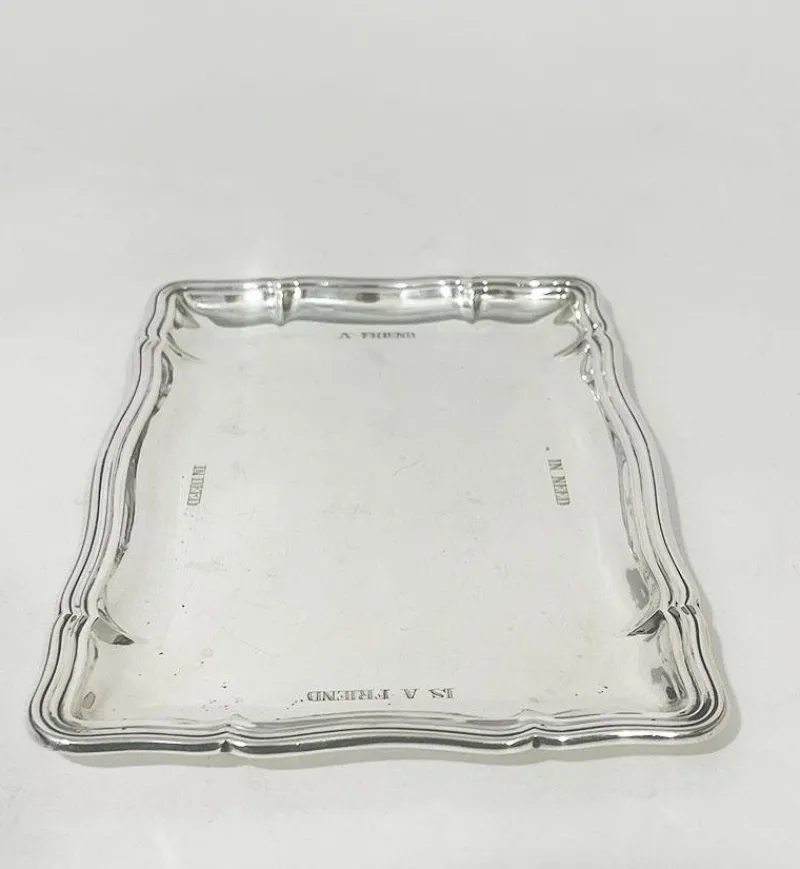 Pamono German Silver Salver with Text> Trays