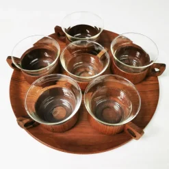 Best Pamono German Tea and Coffee Set by Schott & Gen Mainz Jena Glas, 1970s, Set of 6