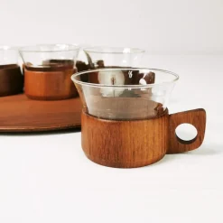 Best Pamono German Tea and Coffee Set by Schott & Gen Mainz Jena Glas, 1970s, Set of 6