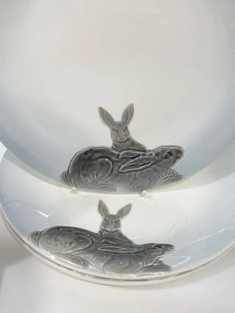 Pamono German Wächtersbach Hunting Plates and Tureen attributed to Carl Bull, 1910s, Set of 13> Serving Dishes
