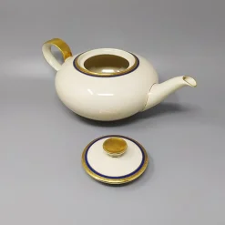 New Pamono German White, Blue and Gold Porcelain Tea Set/Coffee Set, 1950s, Set of 11