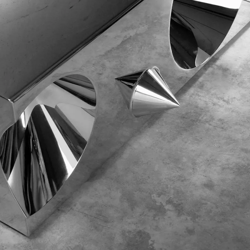 Pamono Get Lost! Bench in Mirror Polished Stainless Steel by Barberini & Gunnell> Seating|Benches