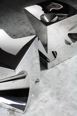 Pamono Get Lost! C4 & C5 Side Tables in Golden Steel by Barberini & Gunnell, Set of 2><noscript><img width=