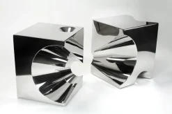 New Pamono Get Lost! C4 and C5 Side Tables in Stainless Steel by Barberini & Gunnell, Set of 2