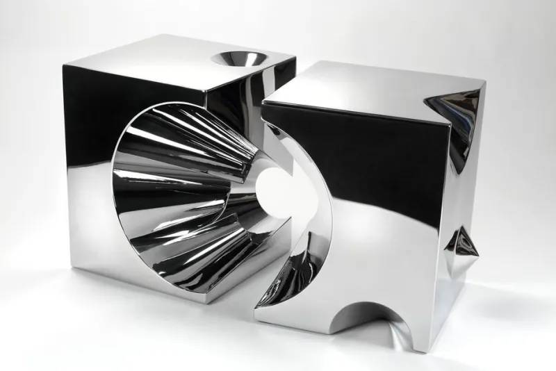 New Pamono Get Lost! C4 and C5 Side Tables in Stainless Steel by Barberini & Gunnell, Set of 2