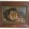 New Pamono Geza Vastagh, Lion and Lioness, 1900s, Oil on Canvas, Framed