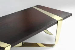 Pamono Gia Cinto Gold Coffee Table in Wood and Stainless Steel by Barberini & Gunnell><noscript><img width=