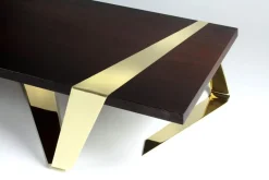 Pamono Gia Cinto Gold Coffee Table in Wood and Stainless Steel by Barberini & Gunnell><noscript><img width=