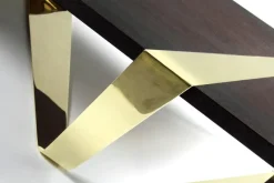 Pamono Gia Cinto Gold Coffee Table in Wood and Stainless Steel by Barberini & Gunnell><noscript><img width=