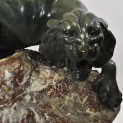 Pamono Giacomo Merculiano, Large Crouching Lioness, 20th Century, Bronze><noscript><img width=
