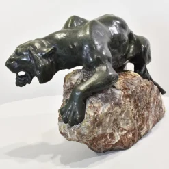 Pamono Giacomo Merculiano, Large Crouching Lioness, 20th Century, Bronze><noscript><img width=