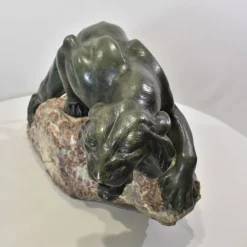 Pamono Giacomo Merculiano, Large Crouching Lioness, 20th Century, Bronze><noscript><img width=