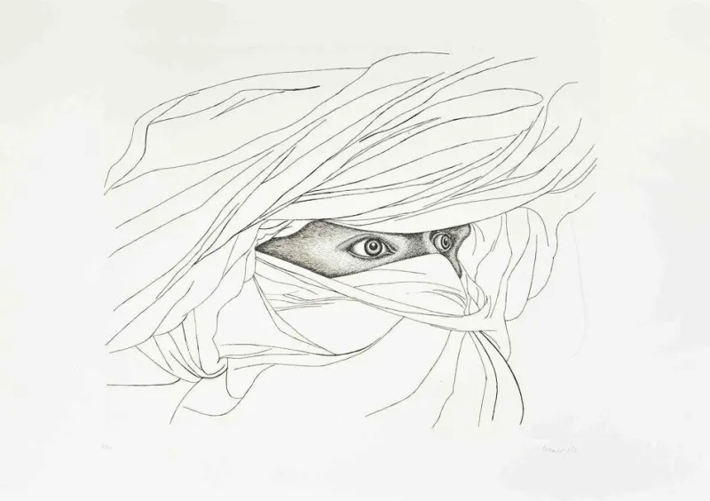 Clearance Pamono Giacomo Porzano, Arab Man, Etching, 1974