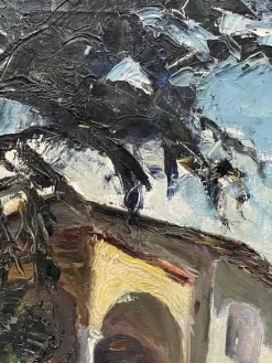 Pamono Giancarlo Amurri, View of a Small Church, 20th Century, Oil Painting on Canvas><noscript><img width=