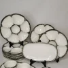 Pamono Gien Earthenware Oyster Service, 1960s, Set of 14> Dinner Plates & Bowls