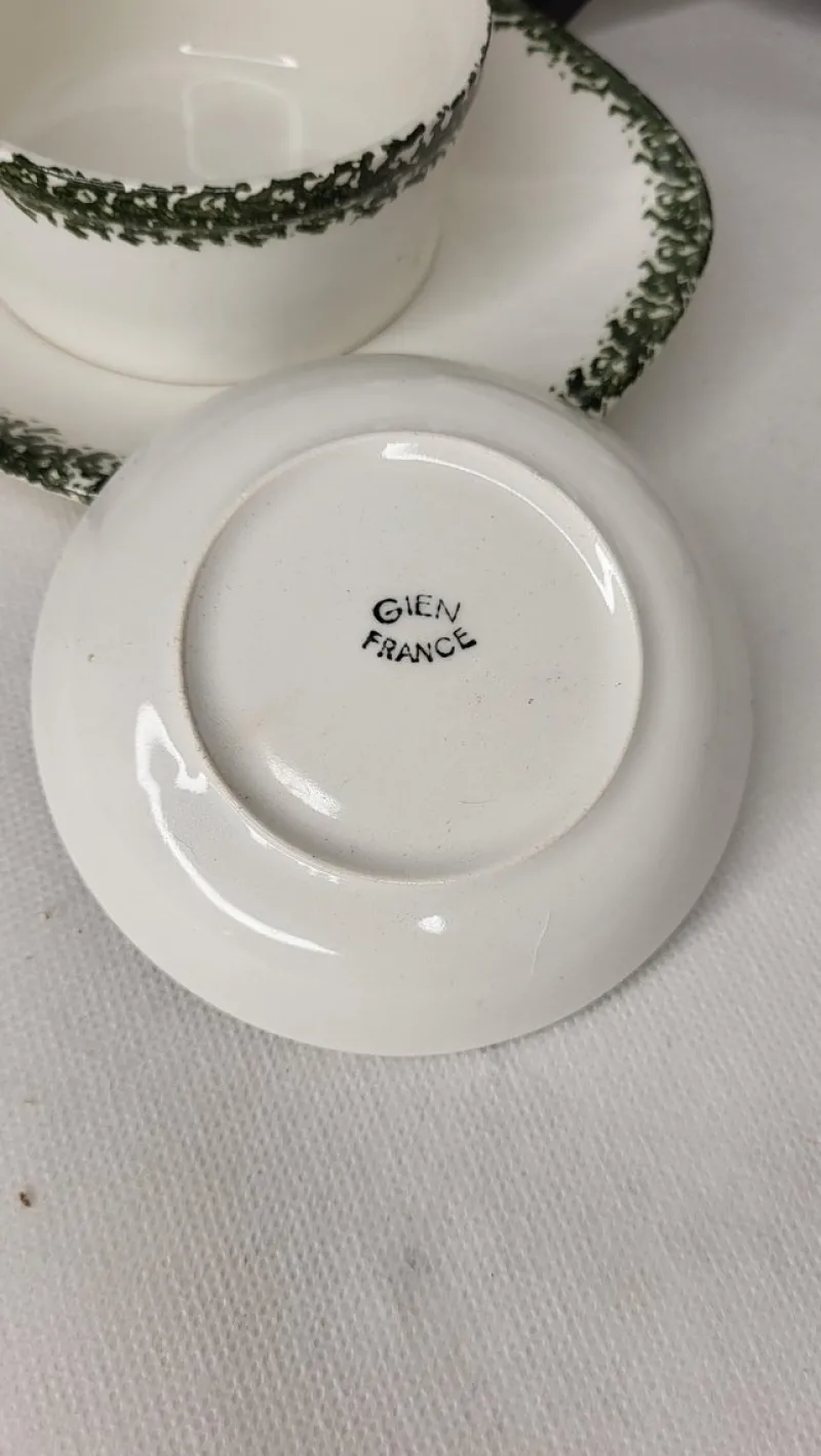 Pamono Gien Earthenware Oyster Service, 1960s, Set of 14> Dinner Plates & Bowls