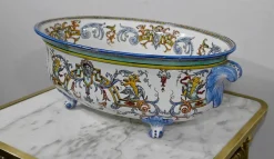 Pamono Gien Earthenware Planter in Renaissance Style, Early 20th Century> Planters And Jardiniere