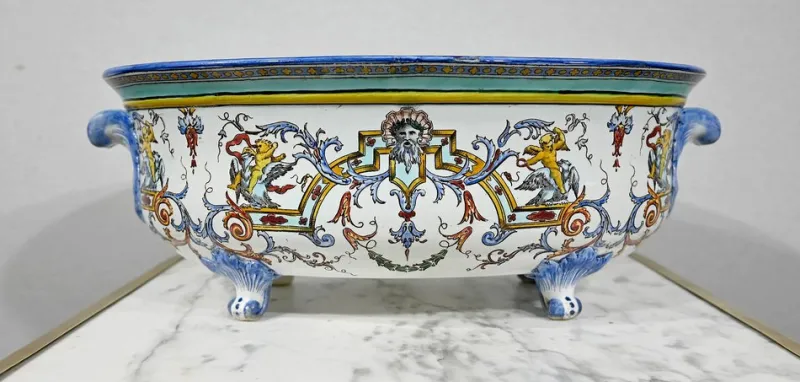 Pamono Gien Earthenware Planter in Renaissance Style, Early 20th Century> Planters And Jardiniere