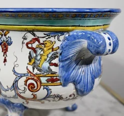 Pamono Gien Earthenware Planter in Renaissance Style, Early 20th Century><noscript><img width=