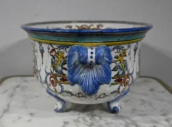 Pamono Gien Earthenware Planter in Renaissance Style, Early 20th Century><noscript><img width=