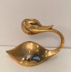 New Pamono Gild Metal Duck Candlestick, 1960s
