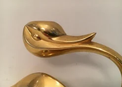 New Pamono Gild Metal Duck Candlestick, 1960s