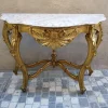 Outlet Pamono Gilded and Carved Console with White Marble Top