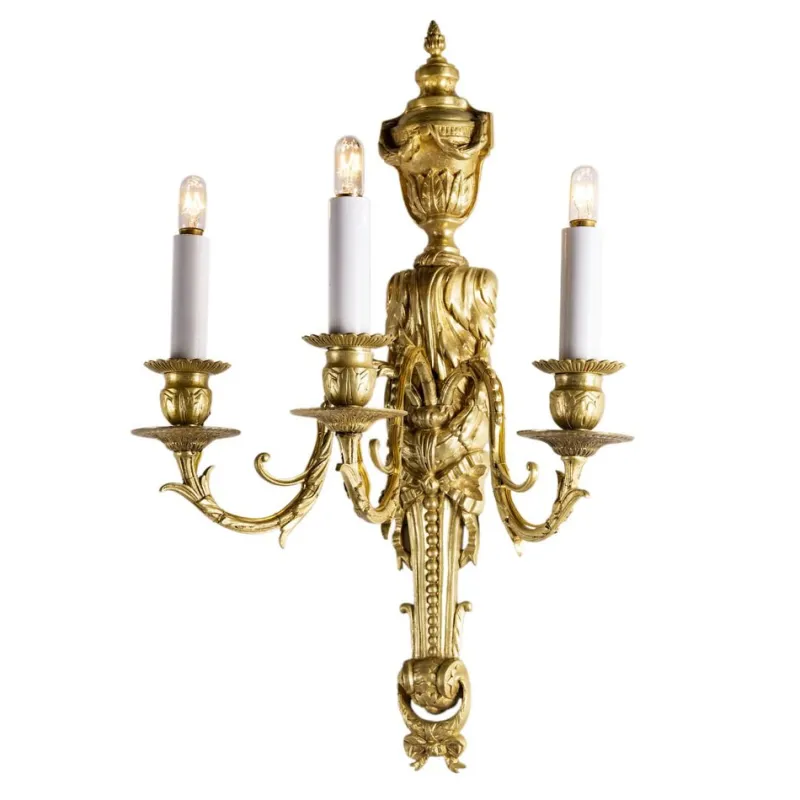 Pamono Gilded Bronze Wall Lights, Set of 2> Wall Lights & Sconces