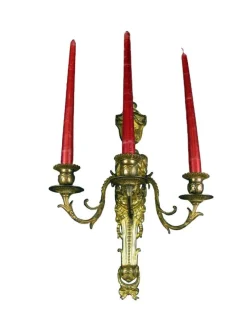 Pamono Gilded Bronze Wall Lights, Set of 2><noscript><img width=
