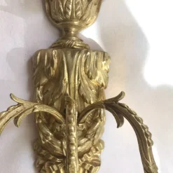 Pamono Gilded Bronze Wall Lights, Set of 2><noscript><img width=