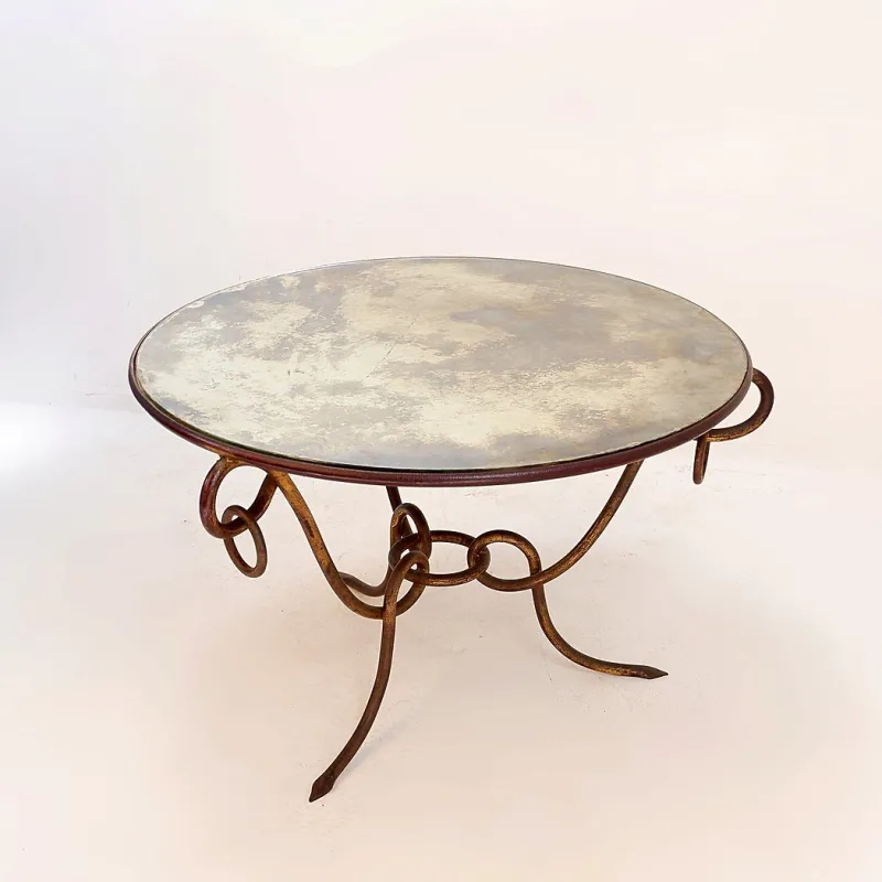 Pamono Gilded Iron Coffee Table by René Drouet, 1940s> Coffee & Side Tables